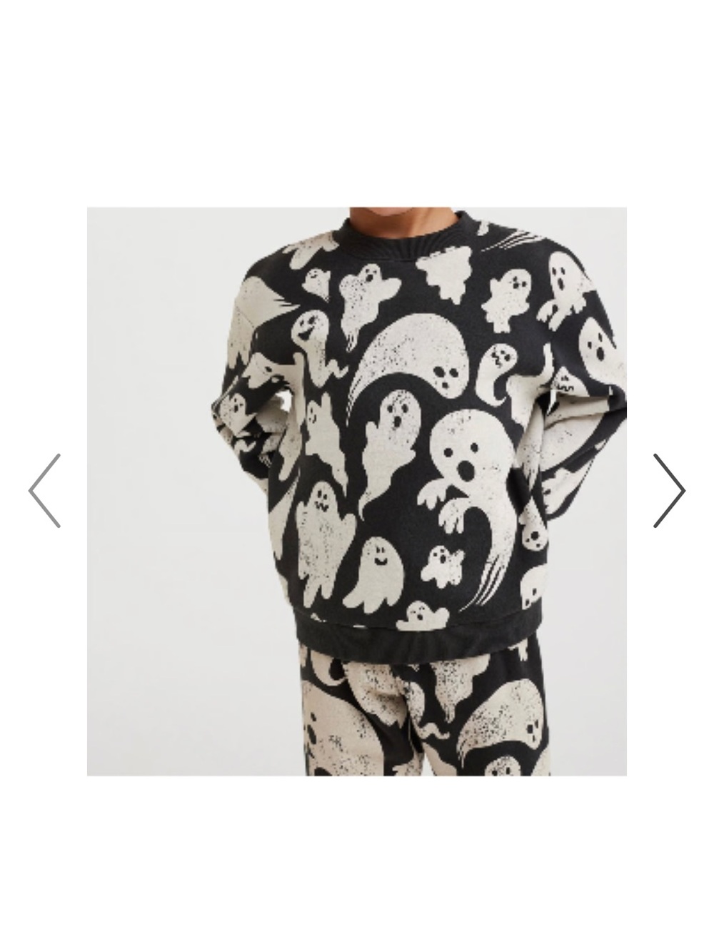 H&M Black & Cream Ghost Print Crewneck Set